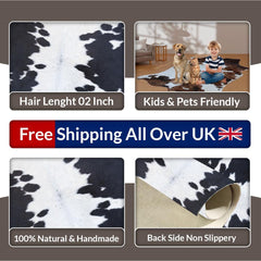 Luxurious Small Animal Print Cowhide Rug - Hypoallergenic, Non-Slip, Non-Shedding - Handcrafted from Premium Hides - Free Shipping in UK - Celestial Leather Limited