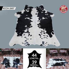 Luxurious Natural Dark Brown and White Small Animal Print Cowhide Rug with Hypoallergenic and Non-Slip Backing - Free Shipping UK - Celestial Leather Limited