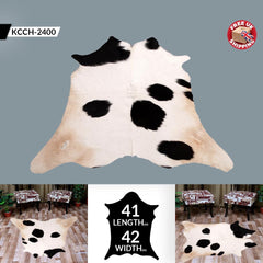 Luxurious Small Cowhide Rug - Hypoallergenic Dark Brown & White Animal Print Rug for Bedroom - Living Room - Non Slip Suede Back - Celestial Leather Limited