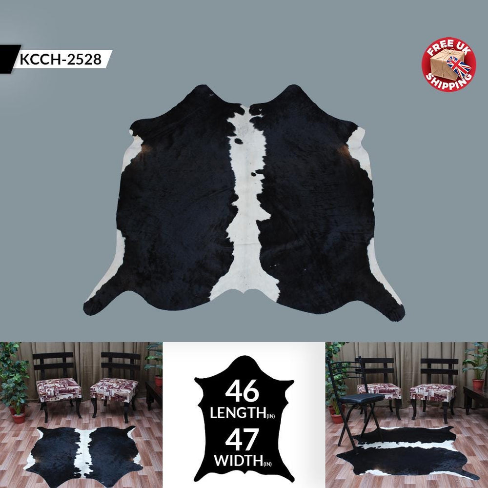 Luxurious Dark Brown & White Cowhide Rug | Hypoallergenic, Non-Slip, Non-Shedding | Handcrafted Premium Hide | Small 10-15 sq ft | Free UK - Celestial Leather Limited