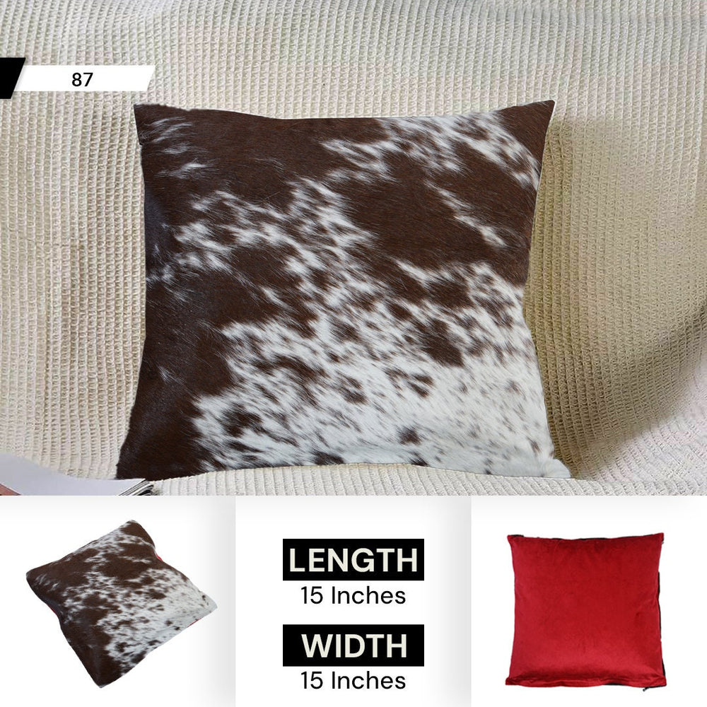 Luxury Handmade Cowhide Cushion Cover with Velvet Back - Animal Print Throw Pillow Case for Sofa, Bed or Armchair - Celestial Leather Limited