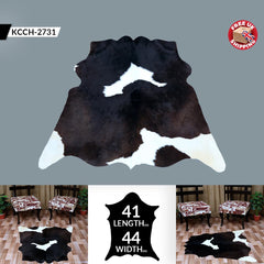 Luxurious Natural Cowhide Rug with Unique Brown and White Hair | Handcrafted Medium Size for Elegant Home Decor - Celestial Leather Limited