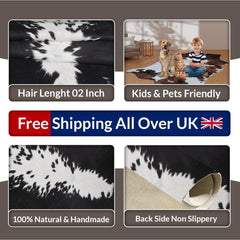 Luxurious Medium Cowhide Rug - Classic Brown & White - Handcrafted, Hypoallergenic, Durable, Unique Animal Pattern - Perfect for Living Room - Celestial Leather Limited