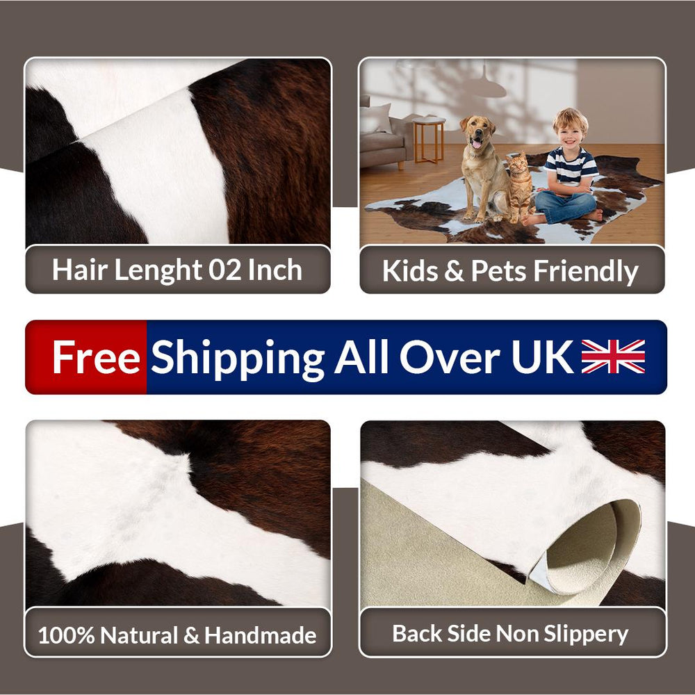 Luxurious Natural Cowhide Rug for Rustic Home Decor - Hypoallergenic, Non-Slip Backing, Handcrafted with Unique Beauty - Celestial Leather Limited