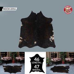 Handcrafted Dark Brown & White Cowhide Rug | Hypoallergenic - Non-Slip | Durable - Unique Medium Size 16-20 sq ft | Modern Home Decor