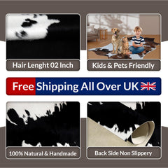 Luxurious Medium Brown & White Cowhide Rug with Hypoallergenic Suede Backing - Handcrafted Natural Hide Rug for Timeless Style and Elegance - Celestial Leather Limited
