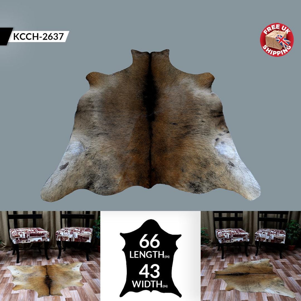 Luxurious Brown and White Cowhide Rug - Hypoallergenic, Handcrafted, Unique Beauty, Durable Medium Size Rug for Home Décor - Celestial Leather Limited