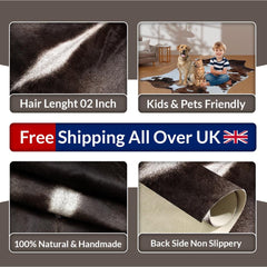 Luxurious Dark Brown & White Cowhide Rug - Large Animal Print, Hypoallergenic, Non Slip, Non Shedding - Handselected - High Quality - Celestial Leather Limited