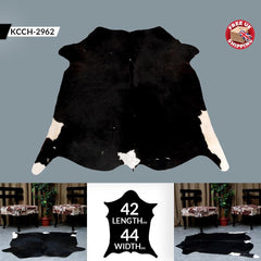 Luxurious Black and White Cowhide Rug - Hypoallergenic, Handcrafted, Unique Beauty - Medium Size for Home Decor - Celestial Leather Limited
