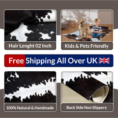 Luxurious Dark Brown & White Cowhide Rug - Medium Size for Modern Home Decor - Celestial Leather Limited