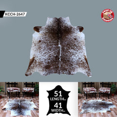 Handcrafted Dark Brown & White Cowhide Rug - Medium Size, Hypoallergenic - Non-Slip, Unique - Durable, Rustic Charm for Your Home