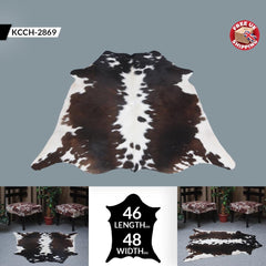 Luxurious Medium Brown & White Cowhide Rug | Hypoallergenic Backing | Handcrafted Natural Hide | Unique Animal Pattern rug | Durable - - Celestial Leather Limited