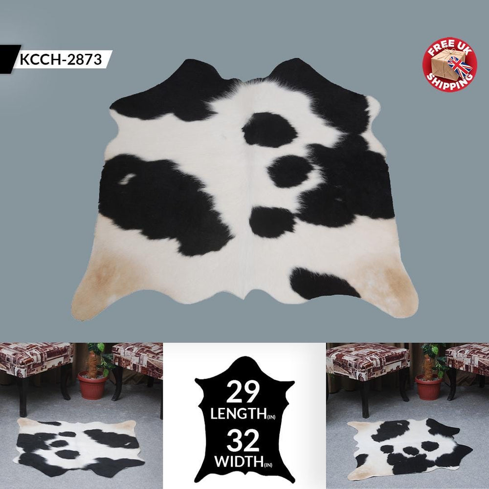 Luxurious Small Animal Print Cowhide Rug - Hypoallergenic, Non-Slip, Non-Shedding - Handcrafted from Premium Hides - Free Shipping in UK - Celestial Leather Limited