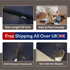 Luxurious Dark Brown & White Cowhide Rug | Hypoallergenic, Non-Slip, Non-Shedding | Handcrafted Premium Hide | Small 10-15 sq ft | Free UK - Celestial Leather Limited
