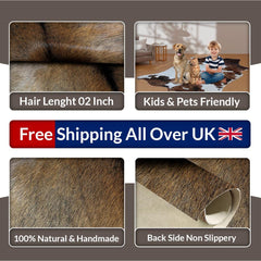 Luxurious Brown and White Cowhide Rug - Hypoallergenic, Handcrafted, Unique Beauty, Durable Medium Size Rug for Home Décor - Celestial Leather Limited