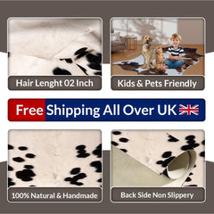 Luxuriously Soft Medium Brown & White Cowhide Rug | Hypoallergenic - Durable with Unique Animal Pattern | Handcrafted Natural Hide for - Celestial Leather Limited
