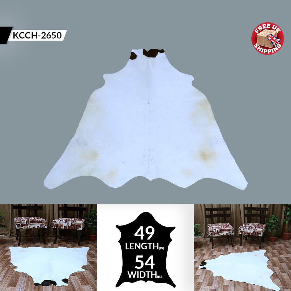 Luxurious Brown & White Cowhide Rug | Handcrafted Medium Size with Unique Animal Pattern | Hypoallergenic - Durable Hide for Rustic Charm - Celestial Leather Limited