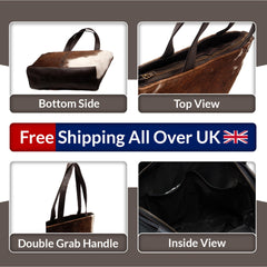 Luxurious Cowhide Shoulder Bag with Brown And White Cowskin Leather - Handcrafted Handbag For Women, Durable and Stylish Purse for Daily