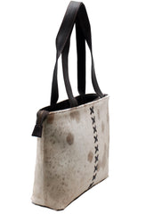 Luxurious Handmade White Cowhide Shoulder Bag - Stylish & Practical Cowskin Purse for Women, Natural Print Variation - Free UK Shipping