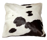 Luxurious Genuine Leather Cowhide Cushion Cover with Hair-on Detail for Stylish Home Decor - Black & White Animal Skin Design