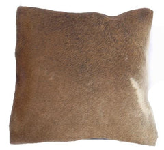 Luxurious Genuine Cowhide Cushion Cover - Exotic Leather Animal Skin Home Decor - Brown & White Hair-On Leather Pillow Cover