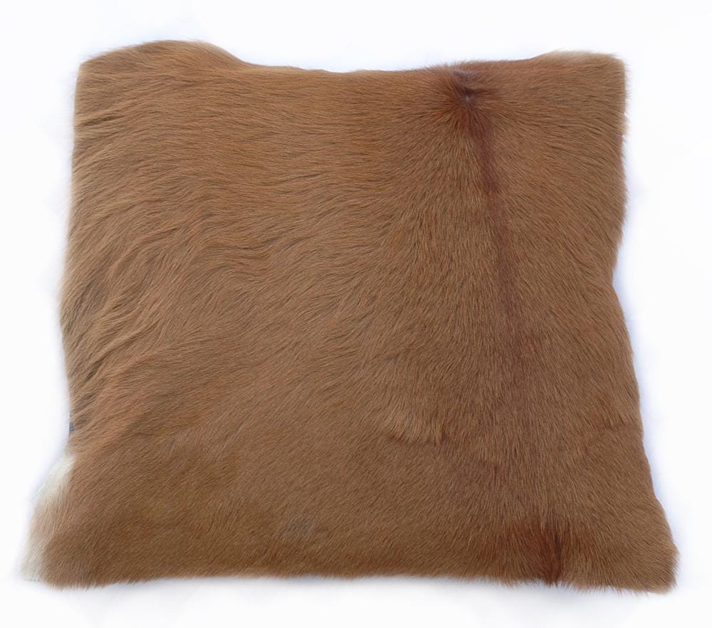 Luxurious Handmade Brown and White Cowhide Accent Cushion Cover for Sofa - Unique Pattern, Genuine Leather, Hidden Zipper - Western Modern - Celestial Leather Limited