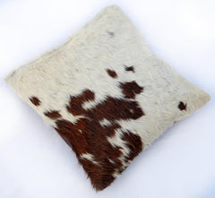 Rustic Eco-Friendly Cowhide Cushion Cover - Genuine Leather Hair-on Animal Skin Square Pillow Case - Home Decor Exotic Leather Accent