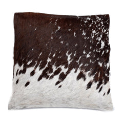 Luxurious Handmade Brown and White Cowhide Cushion Cover for Rustic Elegance and Natural Beauty - Celestial Leather Limited