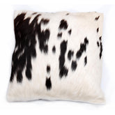 Luxurious Handmade Brown & White Cowhide Cushion Cover with Animal Print - Rustic Elegance for Home Decor