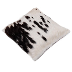 Luxurious Handmade Brown & White Cowhide Cushion Cover with Animal Print - Rustic Elegance for Home Decor