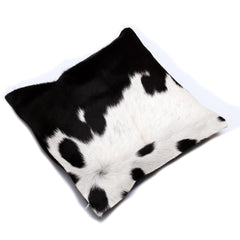 Luxurious Handmade Brown & White Cowhide Cushion Cover with Soft Faux Leather Back - Rustic Elegance for Sofa or Bed - Celestial Leather Limited
