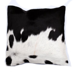 Luxurious Handmade Brown & White Cowhide Cushion Cover with Soft Faux Leather Back - Rustic Elegance for Sofa or Bed - Celestial Leather Limited