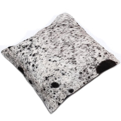 Luxurious Handmade Brown and White Cowhide Cushion Cover with Soft Faux Leather Back - Celestial Leather Limited