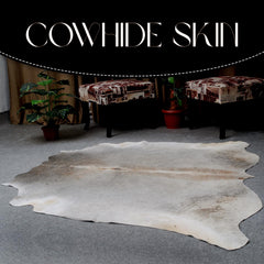 Luxury Grey & White Cowhide Rug - Large Spotted Hair Rug for Bedroom - Living Room - Hypoallergenic, Non-slip Backing, Non-shedding - Free