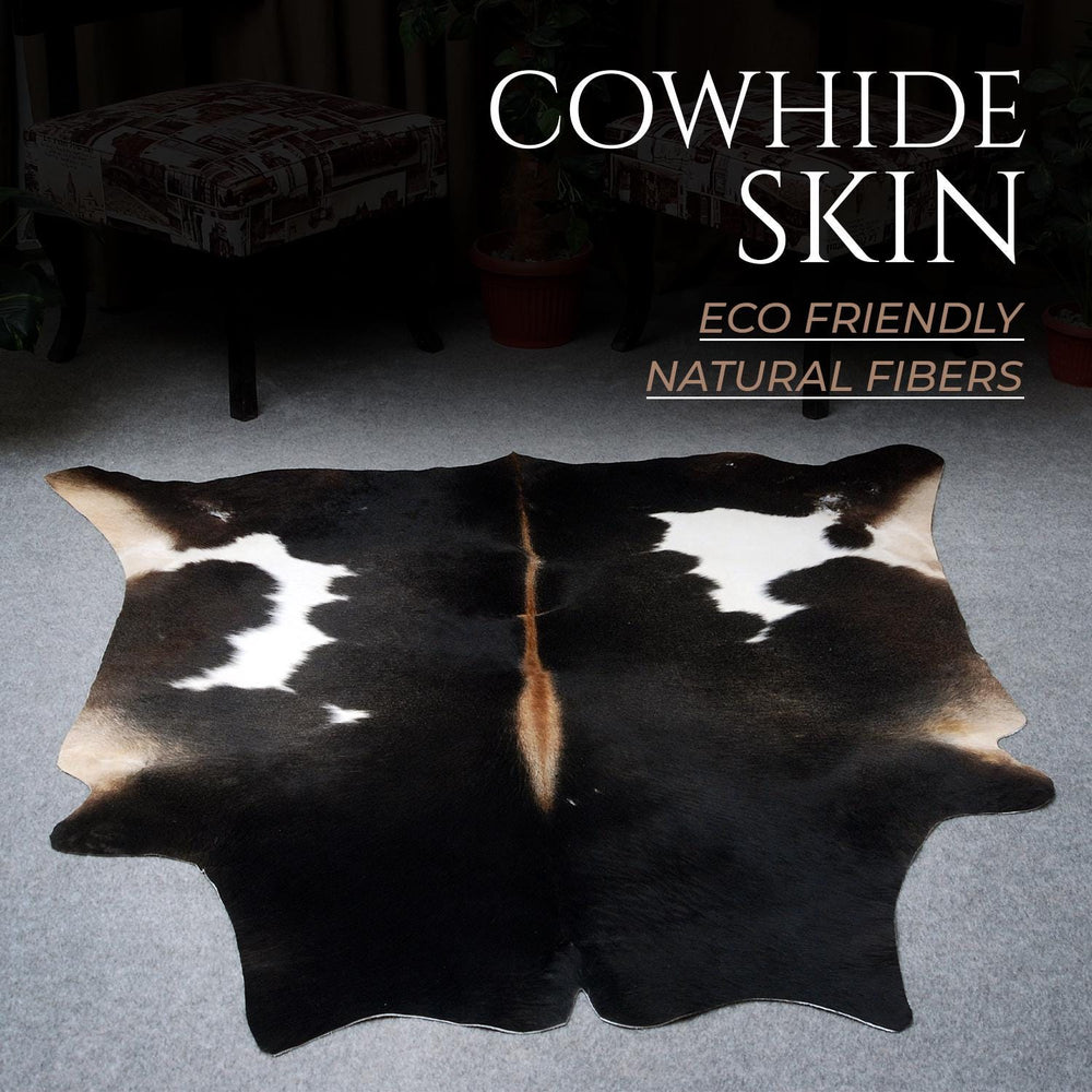 Luxurious Dark Brown & White Cowhide Rug | Large Animal Print Carpet | Hypoallergenic - Non-Shedding | Stunning Lounge Décor - Celestial Leather Limited