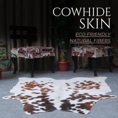 Luxurious Dark Brown & White Cowhide Rug - Hypoallergenic, Non Slippery Suede Back, Large Animal Print Carpet for Lounge - Celestial Leather Limited