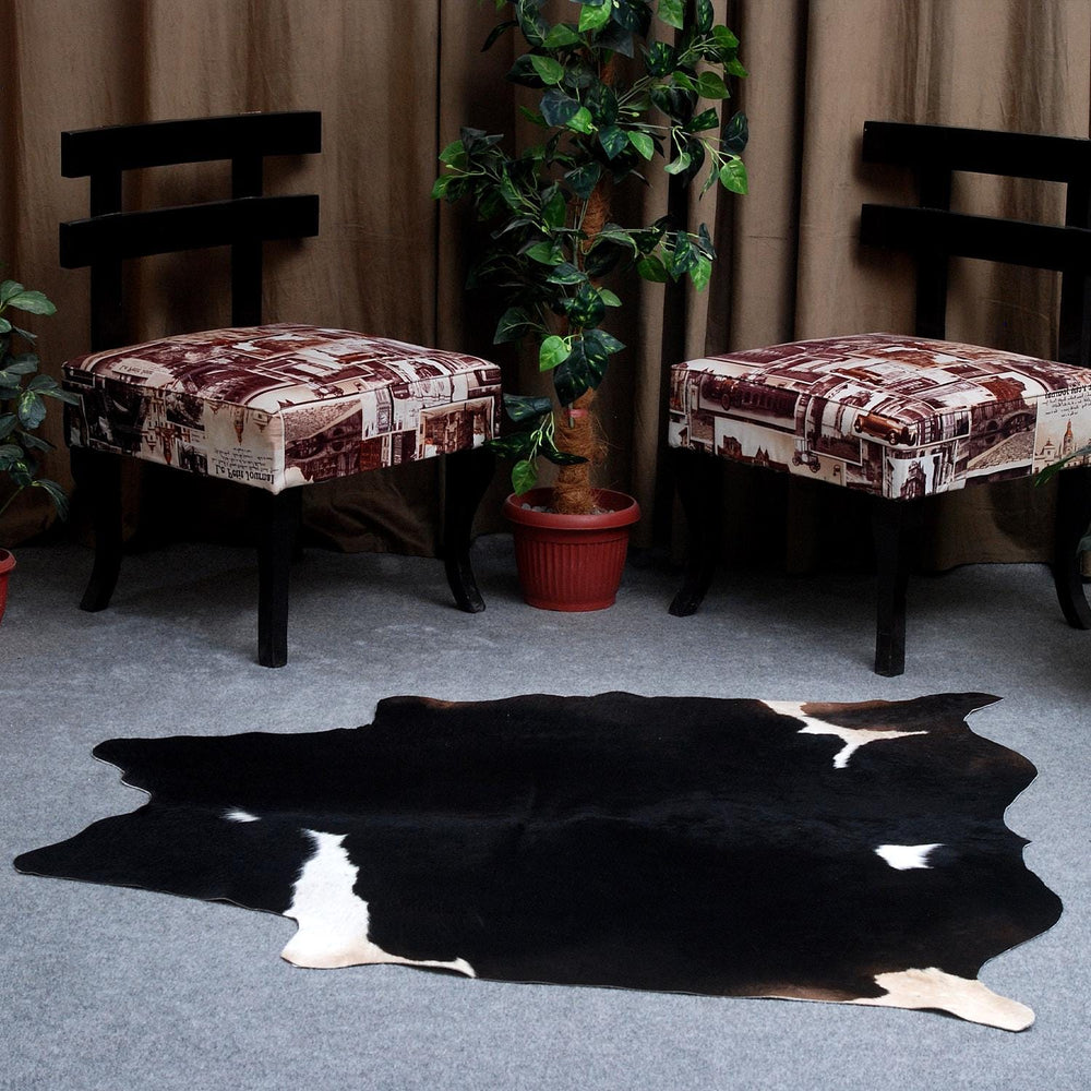 Luxurious Dark Brown & White Cowhide Rug for Elegant Lounge Décor - Hypoallergenic - Non-Slip Suede Back - Hand selected Premium Quality - Celestial Leather Limited