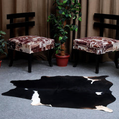 Luxurious Dark Brown & White Cowhide Rug for Elegant Lounge Décor - Hypoallergenic - Non-Slip Suede Back - Hand selected Premium Quality - Celestial Leather Limited