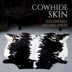 Luxurious Handcrafted Brown and White Cowhide Rug | Medium Size with Non-Slip Backing | Hypoallergenic and Unique Natural Beauty - Celestial Leather Limited