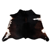 Luxurious Natural Dark Brown and White Cowhide Rug with Small Animal Print - Hypoallergenic, Non-Slip Suede Back, Non-Shedding - Handcrafted - Celestial Leather Limited