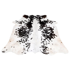 Luxurious Dark Brown & White Cowhide Rug - Small Animal Print Area Rug with Non-Slip Backing - Hypoallergenic Properties - Celestial Leather Limited