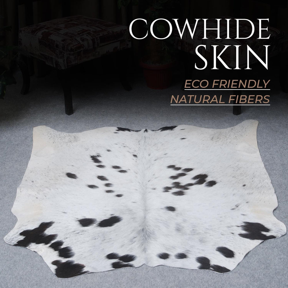 Luxurious Handcrafted Brown and White Cowhide Rug with Non-Slip Backing - Hypoallergenic, Unique Beauty for Bedroom/Living Room - Durable - Celestial Leather Limited