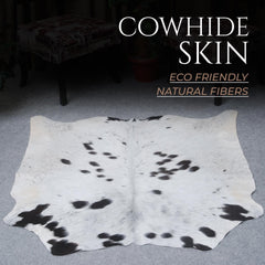 Luxurious Handcrafted Brown and White Cowhide Rug with Non-Slip Backing - Hypoallergenic, Unique Beauty for Bedroom/Living Room - Durable - Celestial Leather Limited