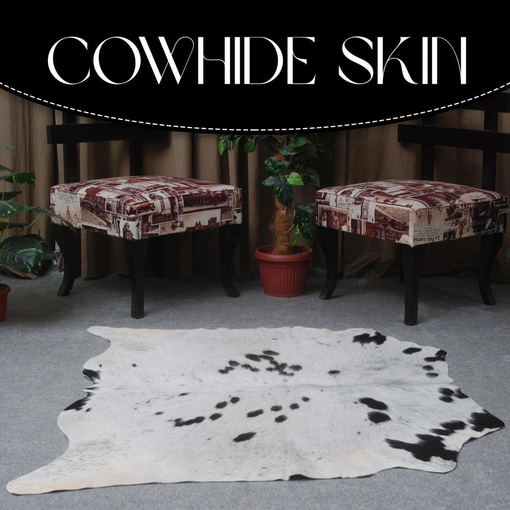 Luxurious Handcrafted Brown and White Cowhide Rug with Non-Slip Backing - Hypoallergenic, Unique Beauty for Bedroom/Living Room - Durable - Celestial Leather Limited