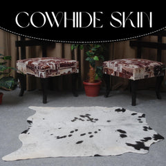 Luxurious Handcrafted Brown and White Cowhide Rug with Non-Slip Backing - Hypoallergenic, Unique Beauty for Bedroom/Living Room - Durable - Celestial Leather Limited