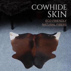 Luxurious Natural Cowhide Rug in Dark Brown and White Animal Print, Small Area Rug with Hypoallergenic, Non-Slip Back - Free Shipping - Celestial Leather Limited