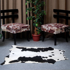 Luxurious Black and White Cowhide Rug - Hypoallergenic, Non-Slip, Handcrafted, Unique Beauty - Adds Sophistication to Any Room - Celestial Leather Limited