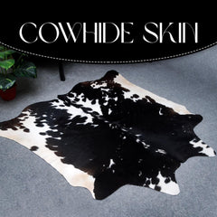 Luxurious Black & White Cowhide Rug - Hypoallergenic, Non-slip, Non-shedding, Unique Natural Beauty - Perfect for Upholstery - Home Décor