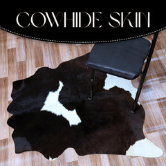 Luxurious Natural Cowhide Rug with Unique Brown and White Hair | Handcrafted Medium Size for Elegant Home Decor - Celestial Leather Limited