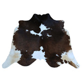 Luxury Medium Cowhide Rug: Dark Brown & White Hide, Hypoallergenic, Handcrafted, Durable - Versatile for Bedroom/ Living Room - 100% Natural - Celestial Leather Limited